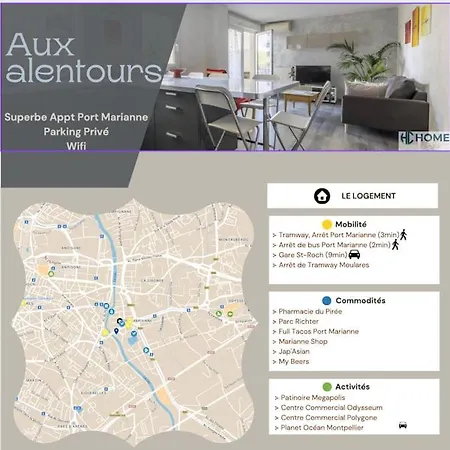 Superbe Appt Port Marianne, Parking Prive, 4 Pers Apartmán *